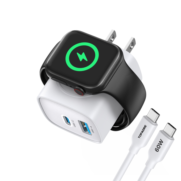 TOPADRE 3-in-1 Apple Watch 充電器、20W USB-C 急速充電器、 PD3.0 急速充電、 Apple Watch 12/11/10/9/8/7/6/SE、iPhone 16/15、iPad、Android フォンと互換性あり。
