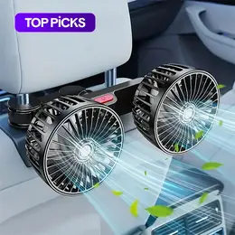 調整可能な車用リアシート扇風機、2ヘッドの電動扇風機、USB搭載で360度 回転・大判の風量でリアシート向け、夏に欠かせないアイテ ム#TOP PICKS