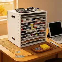 書類ラック 収納ボックス 書類フレーム 本立て 多層書類ホルダー 棚 A4用紙 多機能オーガナイザー