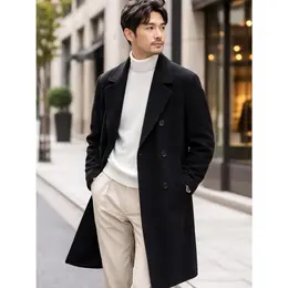 【上品シルエット】大人コーデ メンズ チェスターコート ロングコート ウール 秋冬 防寒 暖かい ビジネス 通勤 シンプル 無地 ウール100% ダブルフェイス 高級ウールコート
