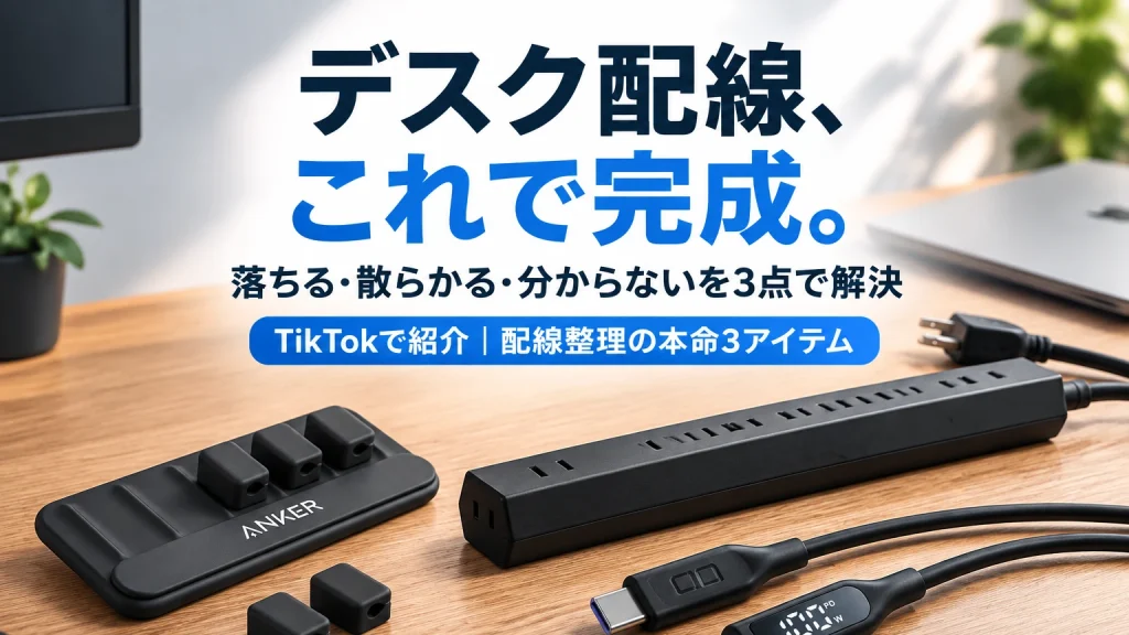 デスク配線、これで完成。Anker・エレコム・CIOの配線整理3アイテム