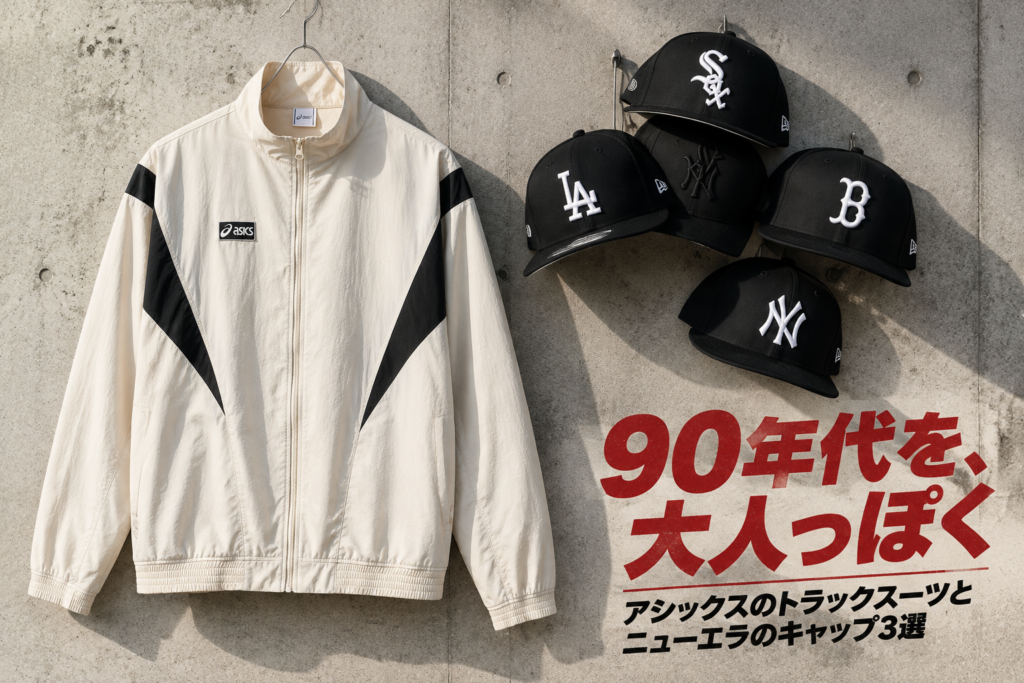 アシックスのトラックスーツとニューエラのキャップ3選|クラシック ウーブン トラックジャケット・パンツ・9FIFTY
