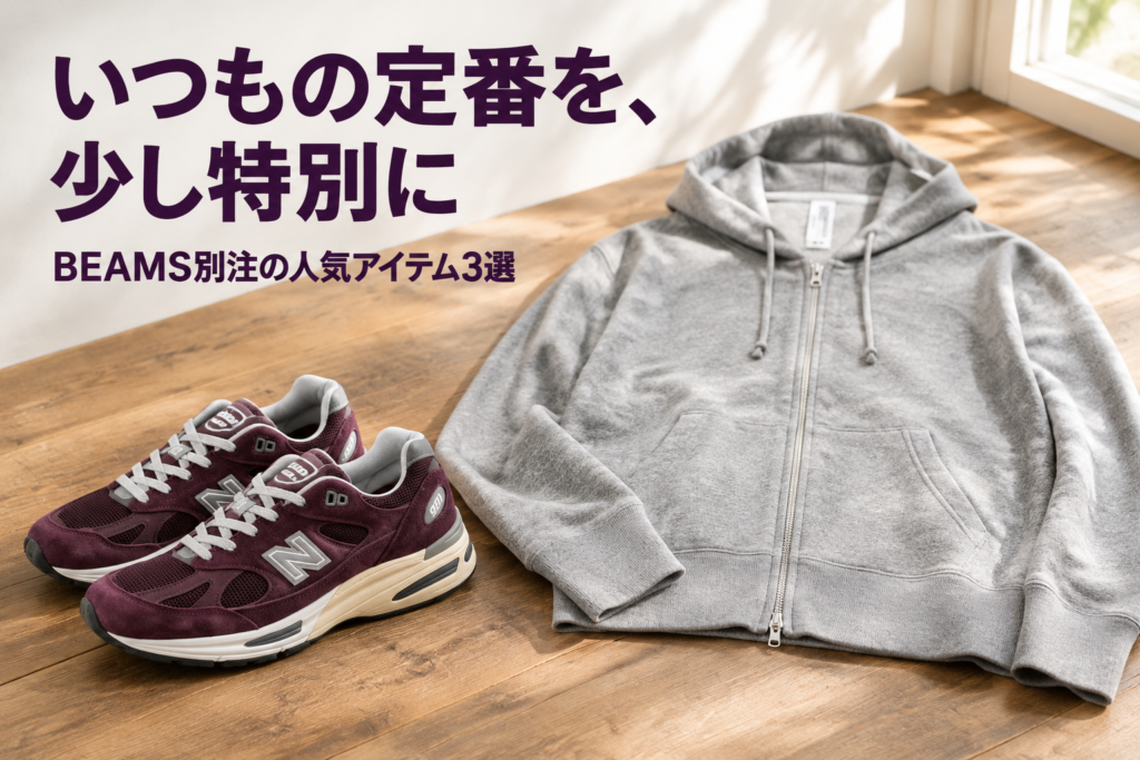 BEAMS別注の人気アイテム3選|LOOPWHEELER・New Balance 991v2・Champion × MIN-NANO