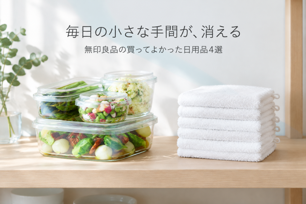 無印良品の買ってよかった日用品4選｜耐熱ガラス容器・ハンドタオル・全身用ミスト・フレグランスオイル