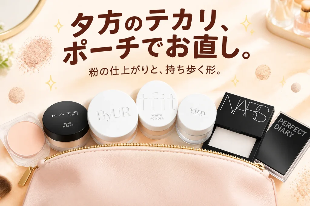 夕方のテカリ、持ち歩く粉でどう直す?フェイスパウダー7品の選び方の紹介イメージ