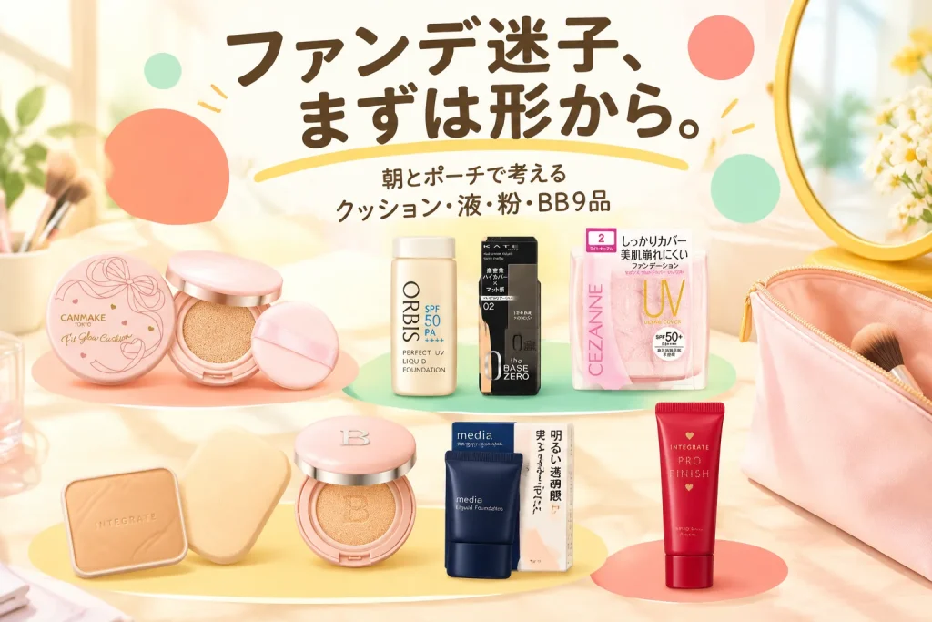 ファンデ迷子は、まず形から|クッション・リキッド・粉とBBの9品の紹介イメージ