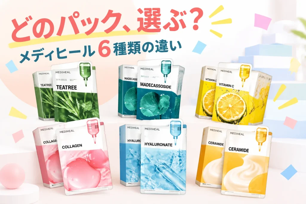 メディヒールのエッセンシャルマスク6種類のパッケージ。
