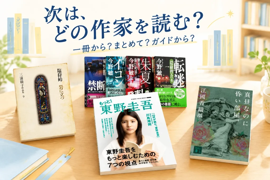 次に読む作家を探したい｜小説・作品集・ガイドの4つの入口の紹介イメージ