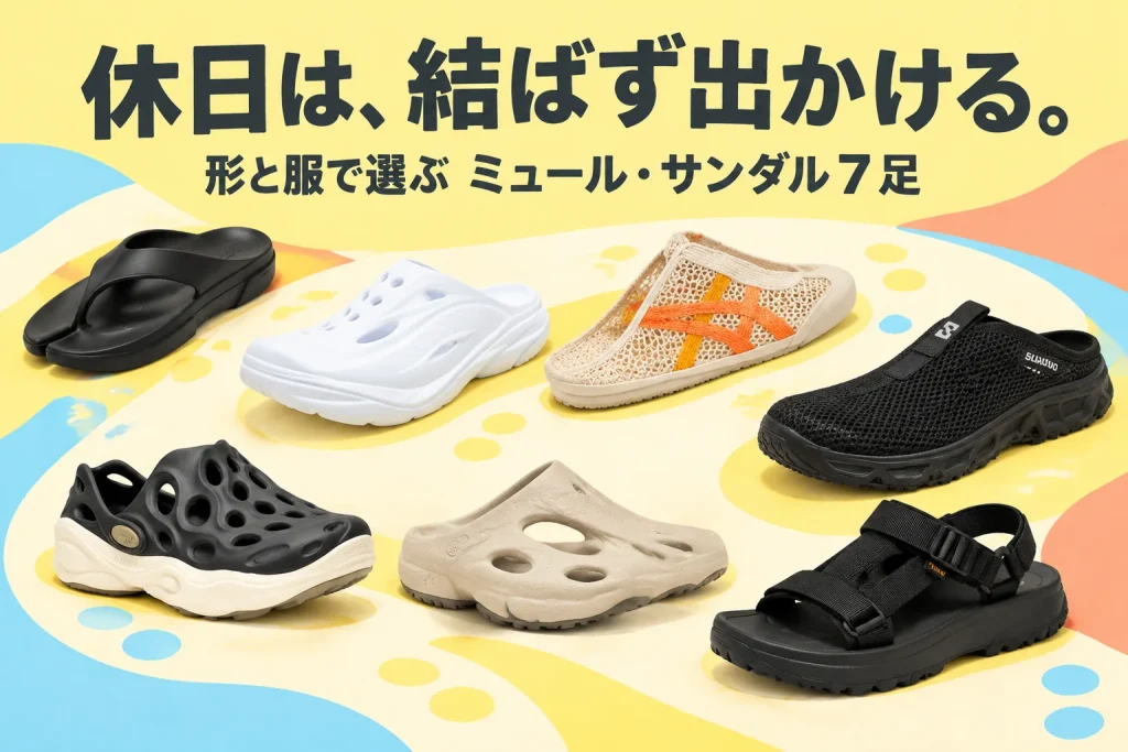 靴ひもを結びたくない休日に|ミュール・サンダル7足の選び方の紹介イメージ