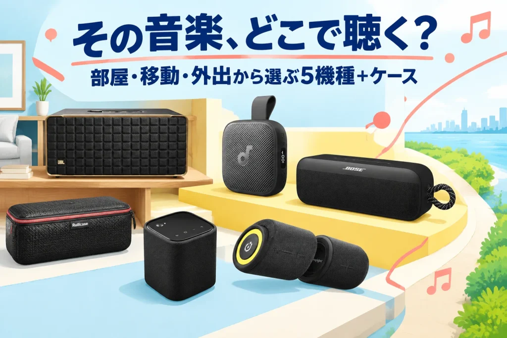 部屋で聴く?持ち歩く?スピーカー5機種と収納ケースの選び方の紹介イメージ