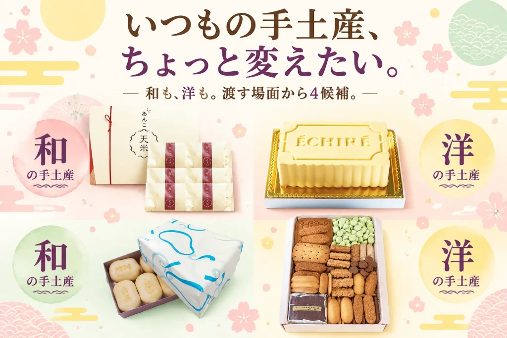 手土産のお菓子、いつも同じ。和と洋を行き来する4候補の紹介イメージ