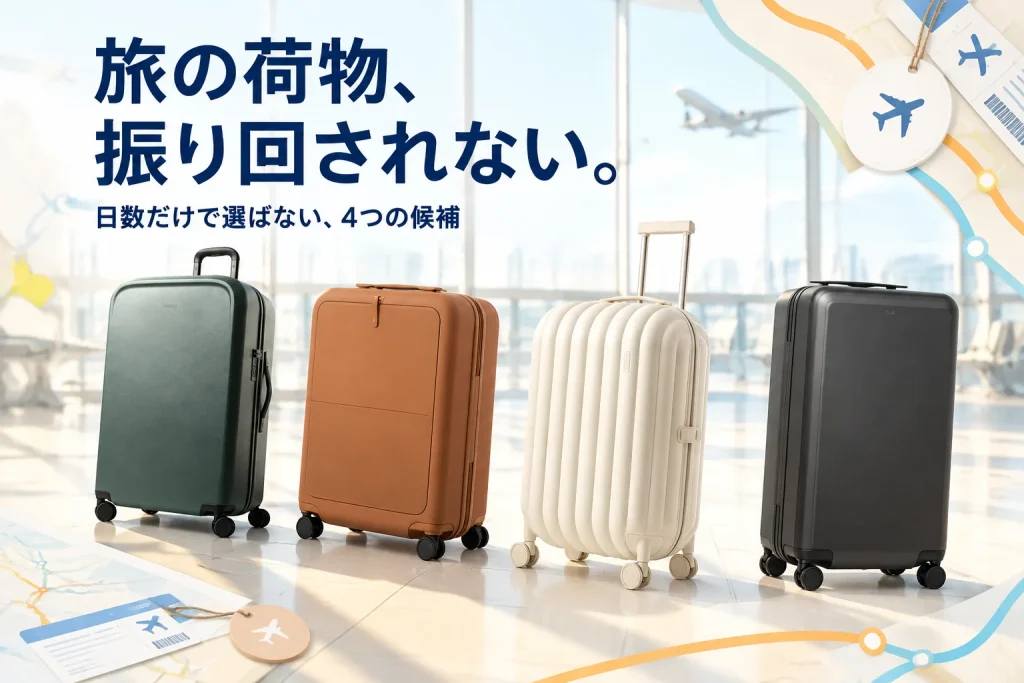 旅先で荷物に振り回されたくない｜スーツケース4種の選び方の紹介イメージ