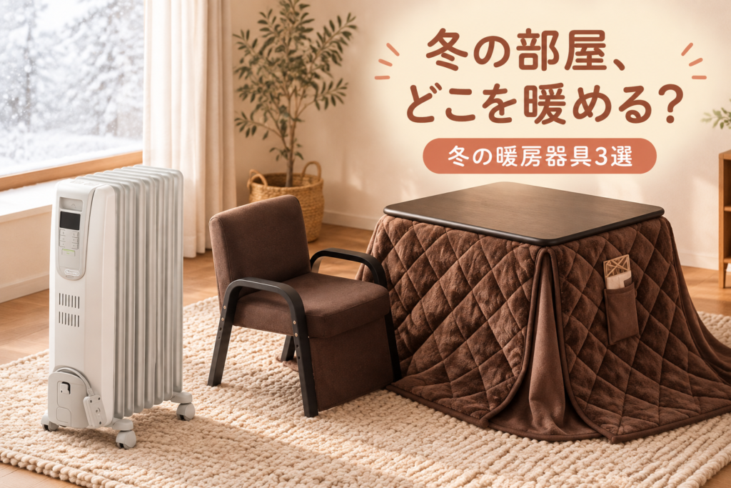 冬の暖房器具3選｜デロンギ オイルヒーター・セラミックファンヒーター・一人用こたつ